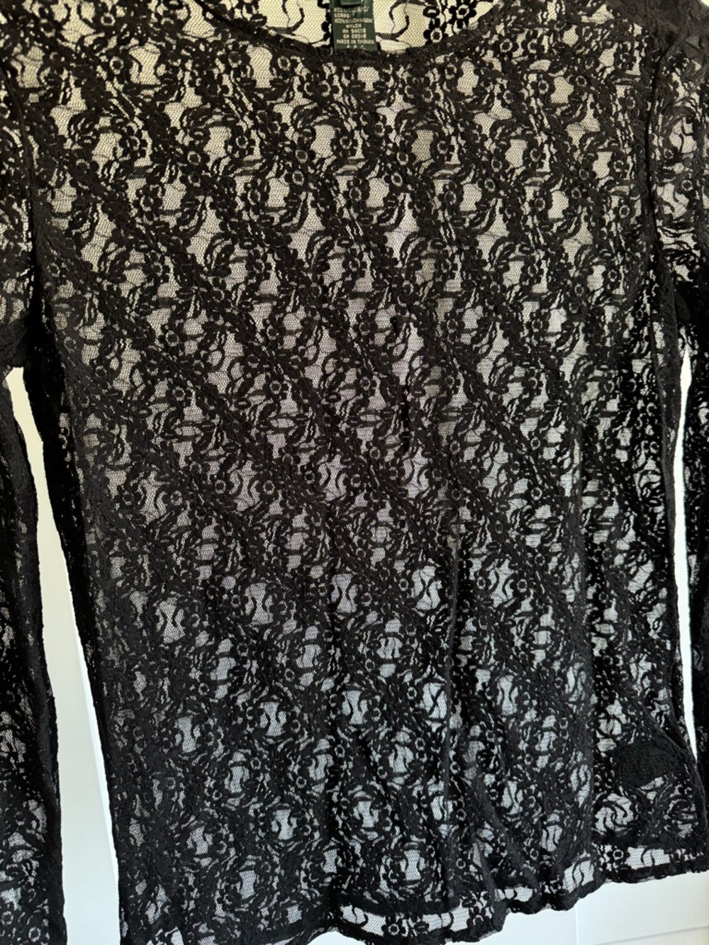Ralph Lauren Black Floral Lace Long-Sleeve Top - Picture 3 of 4